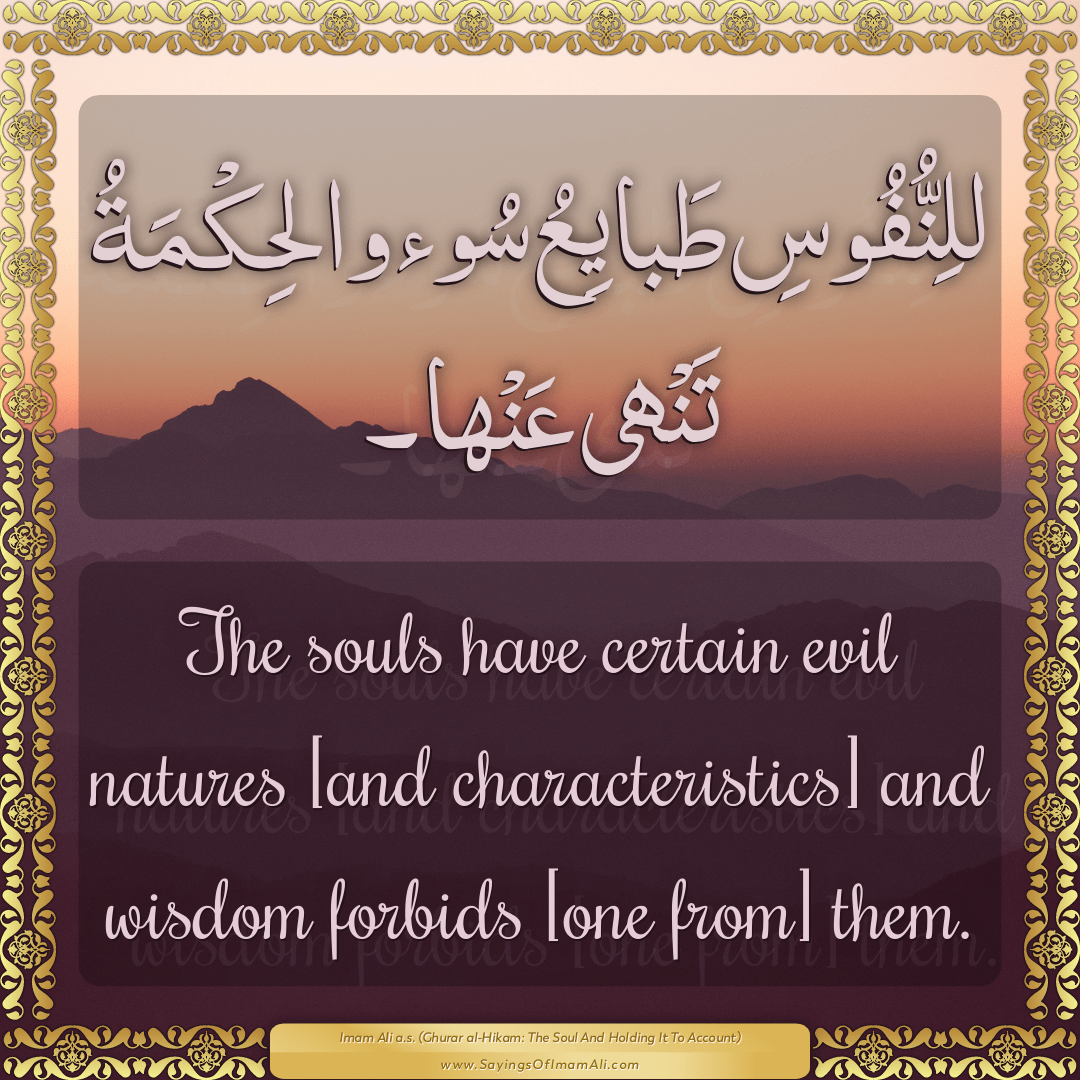 The souls have certain evil natures [and characteristics] and wisdom...